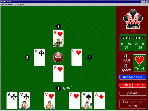 Klaverjassen met M-Klaver tegen de computer!